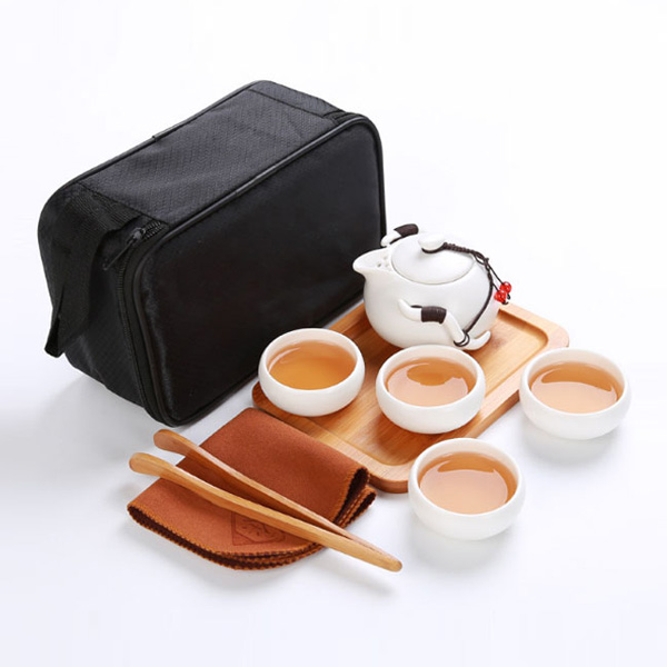 旅行茶具套裝定窯功夫陶瓷亞光釉一壺兩杯定制廣告LOGO禮品會(huì)銷